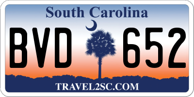 SC license plate BVD652