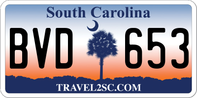 SC license plate BVD653