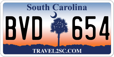 SC license plate BVD654