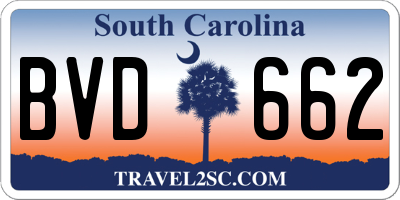SC license plate BVD662