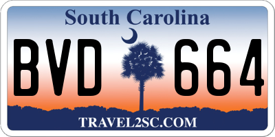 SC license plate BVD664