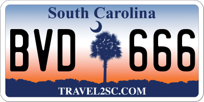 SC license plate BVD666