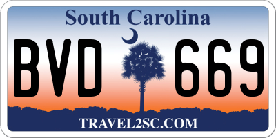 SC license plate BVD669