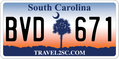 SC license plate BVD671