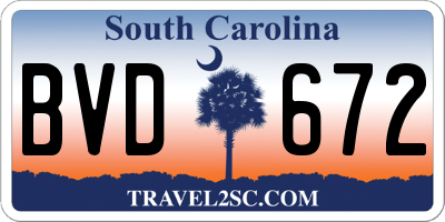 SC license plate BVD672