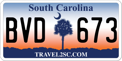 SC license plate BVD673