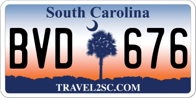SC license plate BVD676