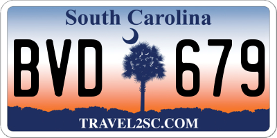 SC license plate BVD679