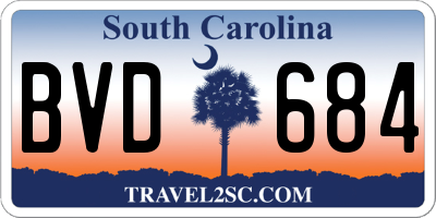 SC license plate BVD684