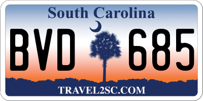 SC license plate BVD685