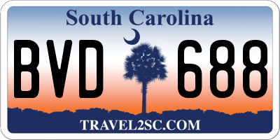 SC license plate BVD688