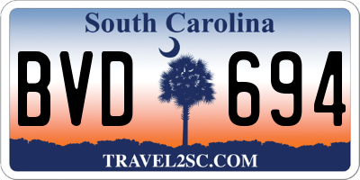 SC license plate BVD694
