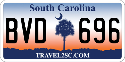 SC license plate BVD696