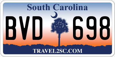 SC license plate BVD698