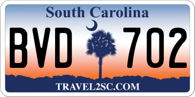 SC license plate BVD702