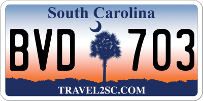 SC license plate BVD703