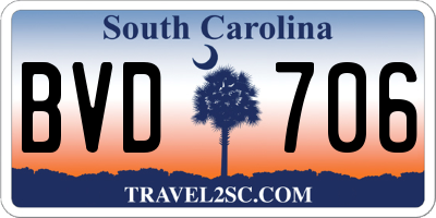 SC license plate BVD706