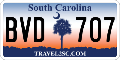 SC license plate BVD707
