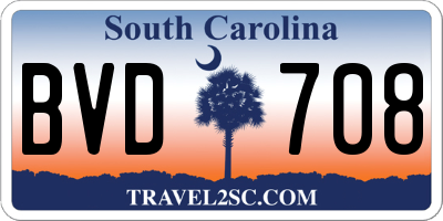 SC license plate BVD708