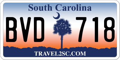 SC license plate BVD718