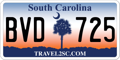 SC license plate BVD725