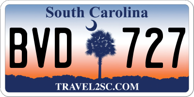 SC license plate BVD727