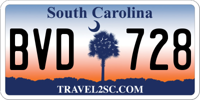 SC license plate BVD728