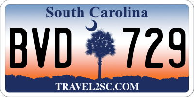 SC license plate BVD729