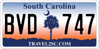 SC license plate BVD747