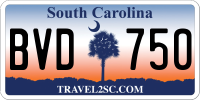 SC license plate BVD750