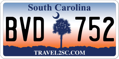 SC license plate BVD752