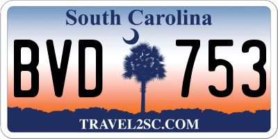 SC license plate BVD753