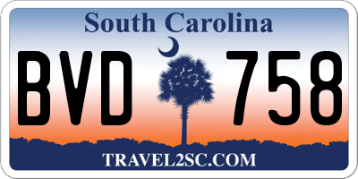 SC license plate BVD758