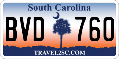 SC license plate BVD760