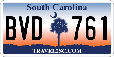 SC license plate BVD761