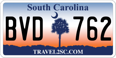 SC license plate BVD762