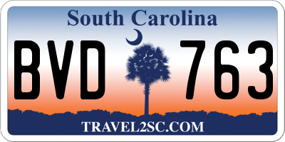 SC license plate BVD763