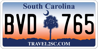 SC license plate BVD765