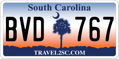 SC license plate BVD767