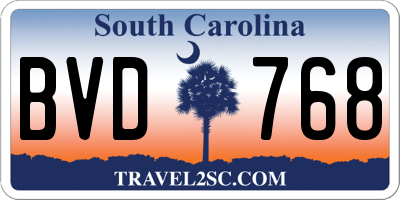 SC license plate BVD768