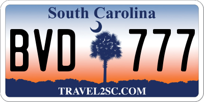 SC license plate BVD777