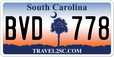 SC license plate BVD778