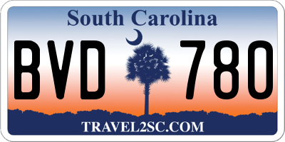 SC license plate BVD780