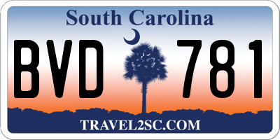 SC license plate BVD781