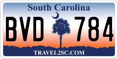 SC license plate BVD784