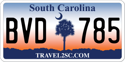 SC license plate BVD785