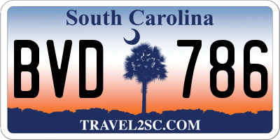 SC license plate BVD786