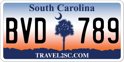 SC license plate BVD789