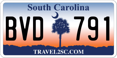SC license plate BVD791