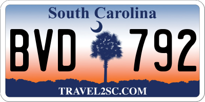 SC license plate BVD792